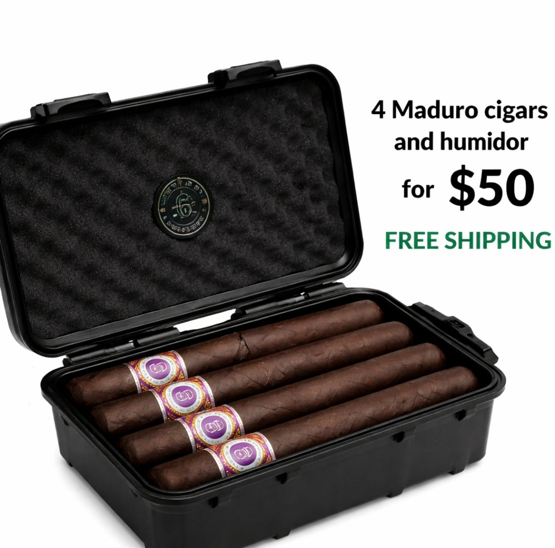 4 Maduro Blend Cigars with Travel Humidor