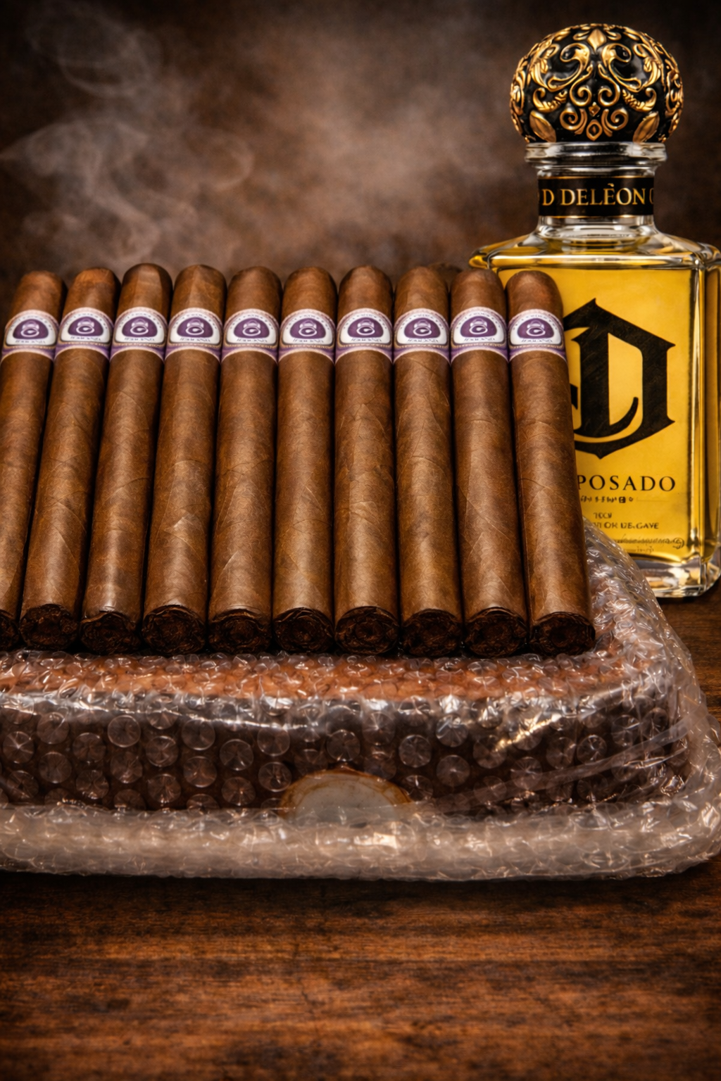 12 Habano Cigars with Humidor and Deleon Reposado Tequila