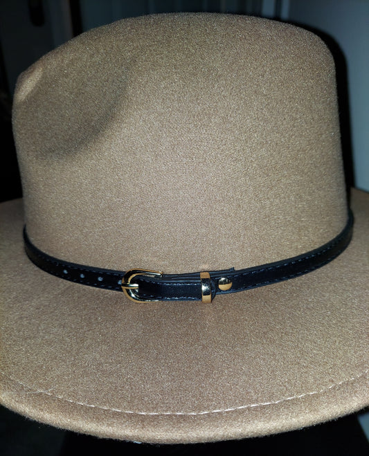 Tan Fedora with Black Buckle