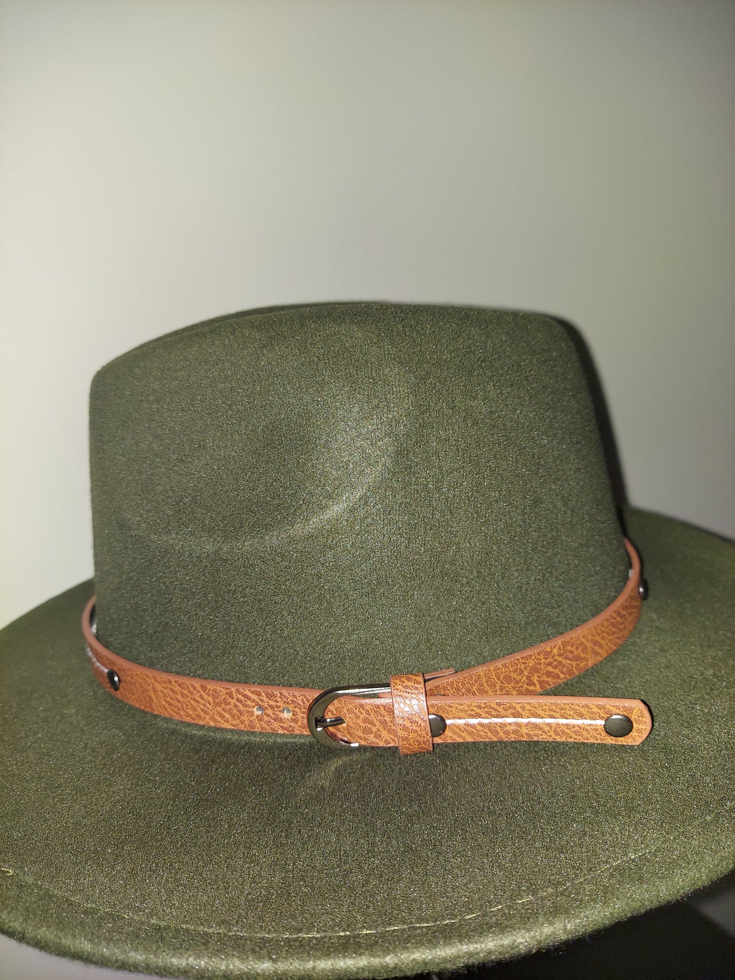 Green Fedora with Tan Buckle