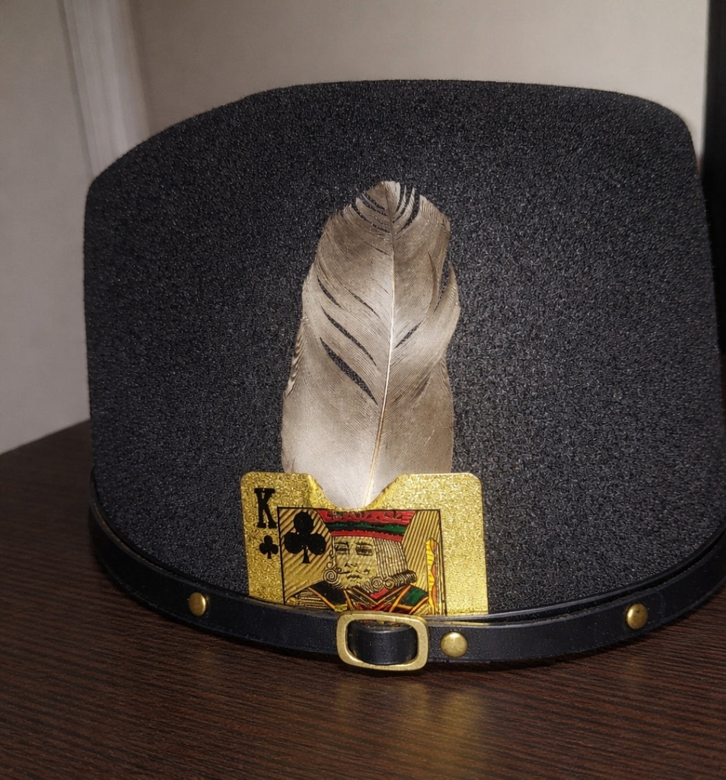 Unisex Fedora with signauture burn card and feather