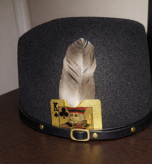 Unisex Fedora with signauture burn card and feather