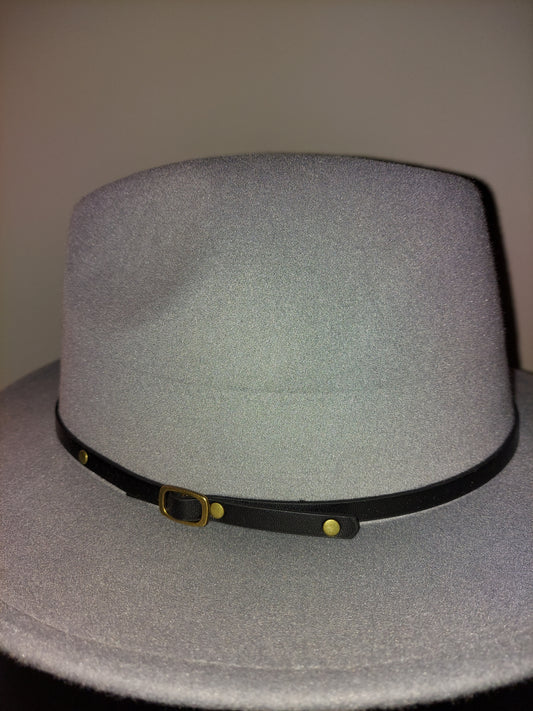 Grey Fedora with Black Buckle