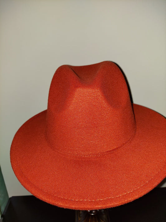 Rust Orange Fedora with no Buckle