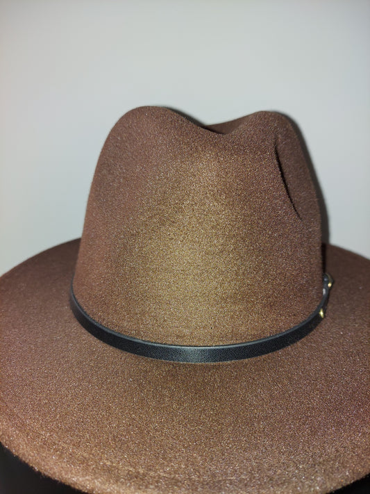 Chocolate Brown Fedora with Black Buckle