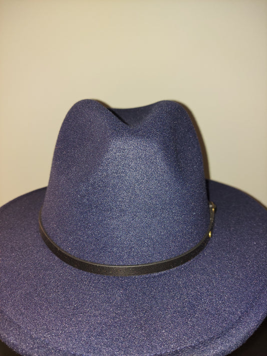 Navy Blue Fedora with Black Buckle