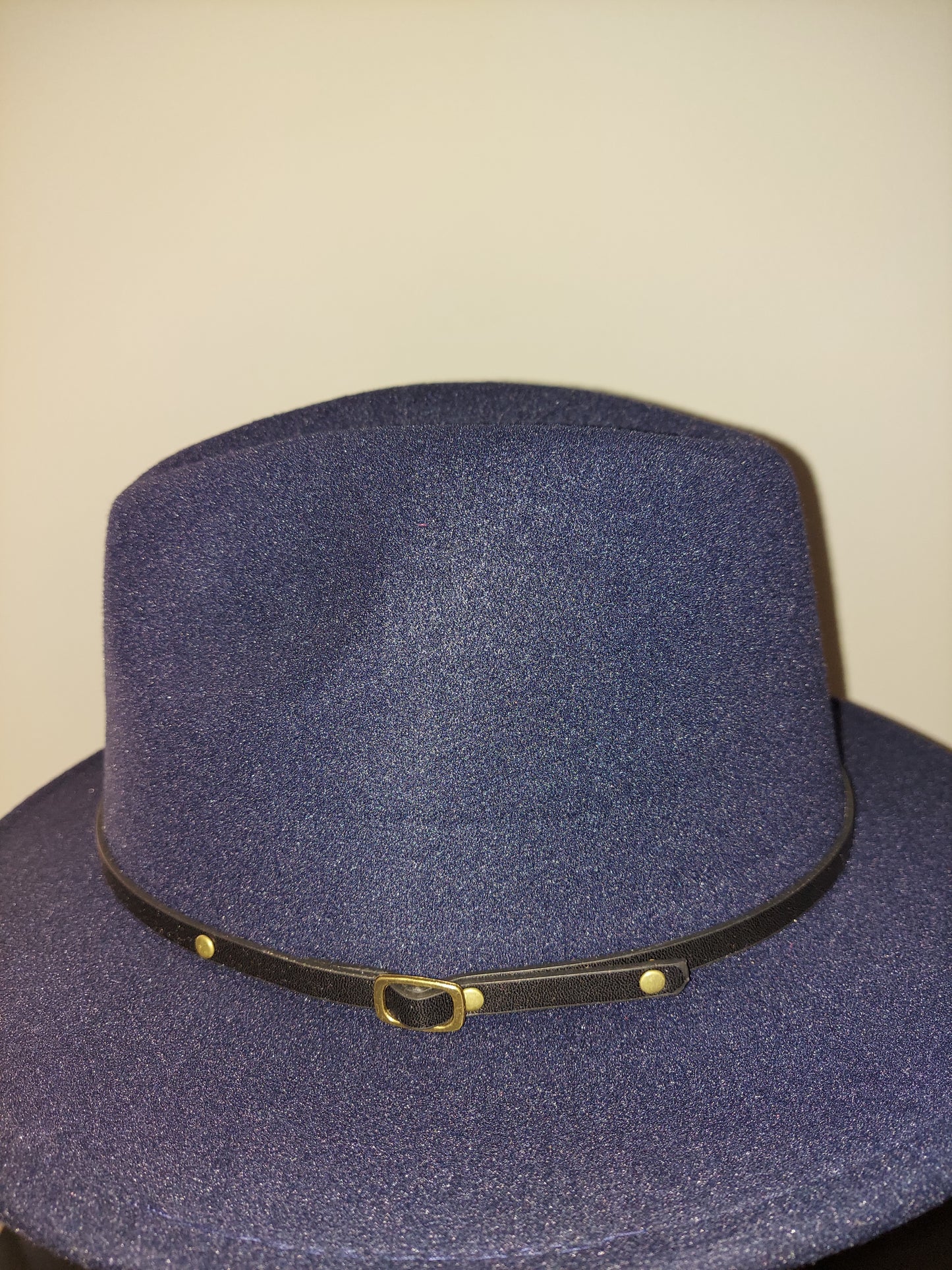 Navy Blue Fedora with Black Buckle