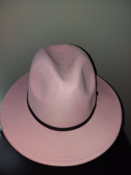 Light Pink Fedora with Black Buckle