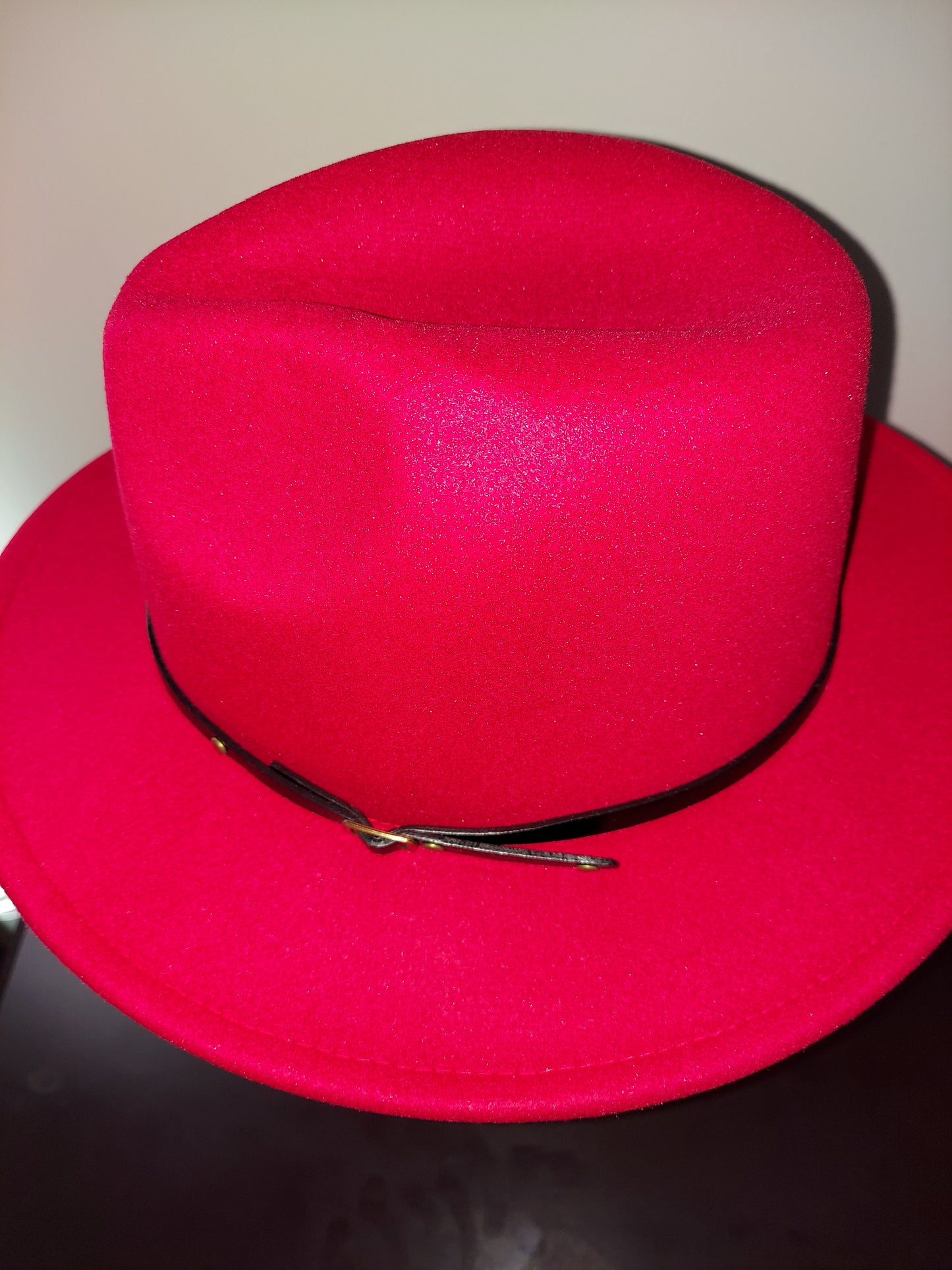 Dark Red Fedora with Black Buckle