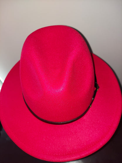 Dark Red Fedora with Black Buckle