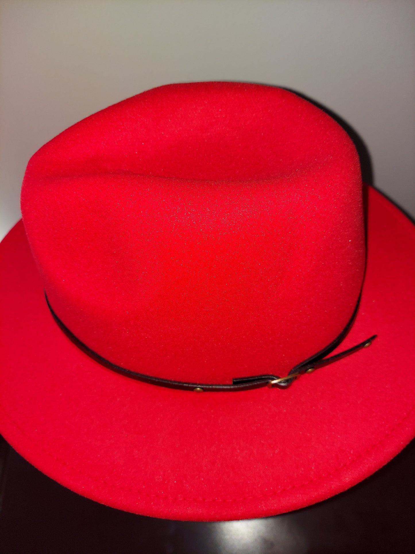 Mixed Orange/Red Fedora with Black Buckle