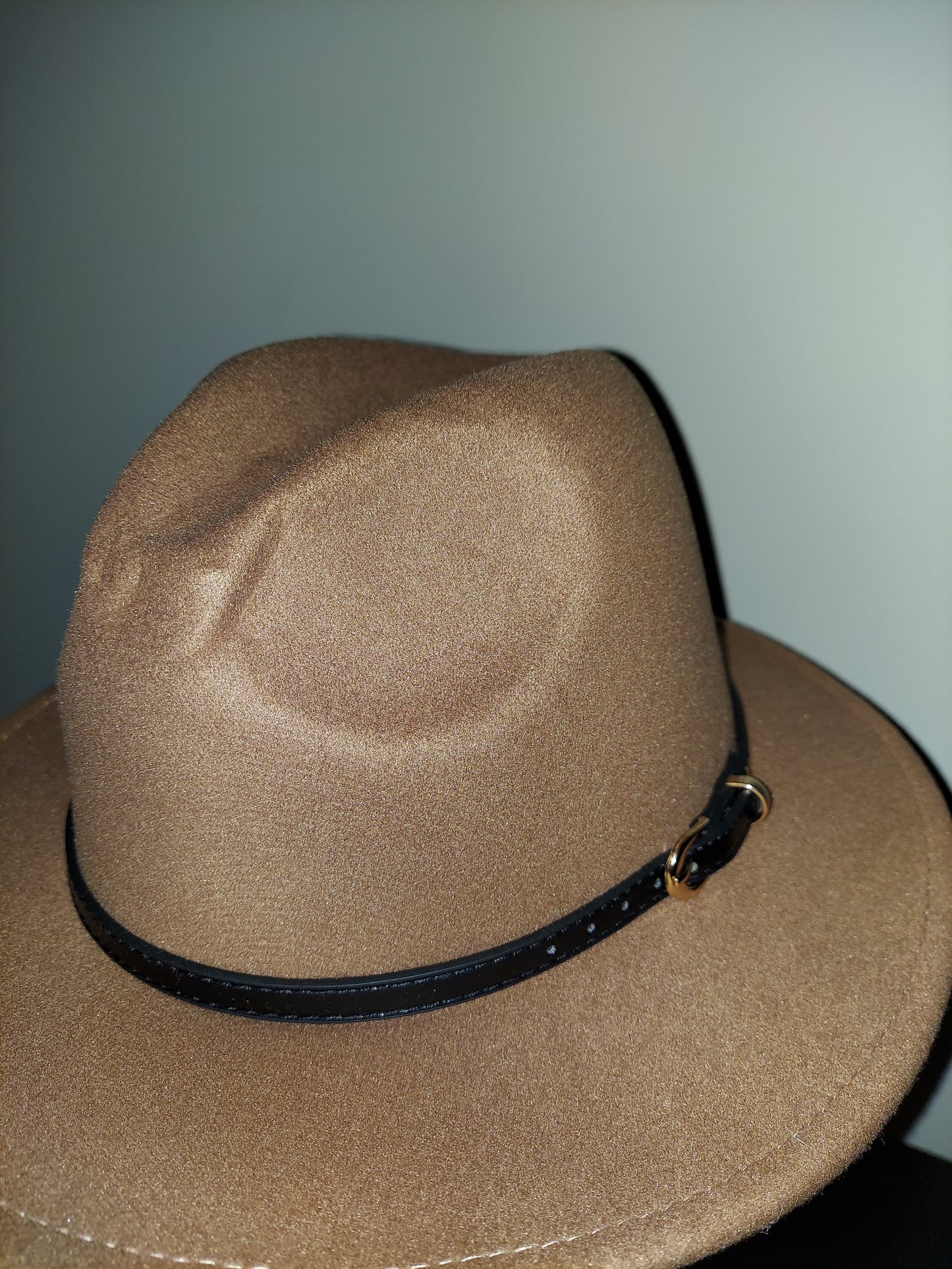 Tan Fedora with Black Buckle