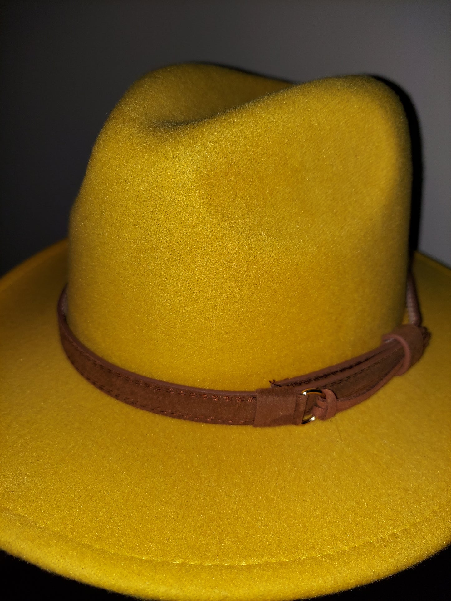 Yellow Fedora with Tan Buckle