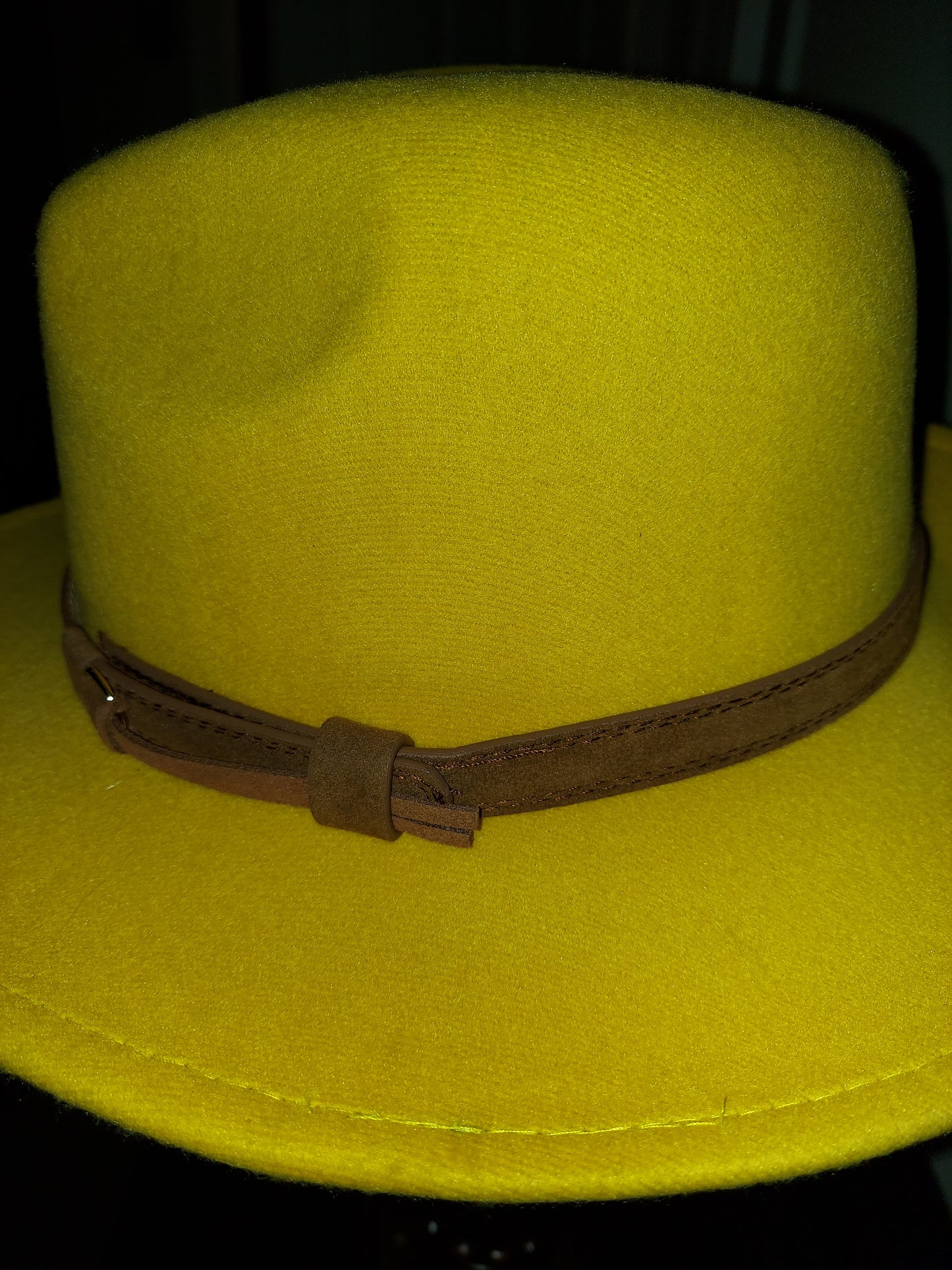 Yellow Fedora with Tan Buckle